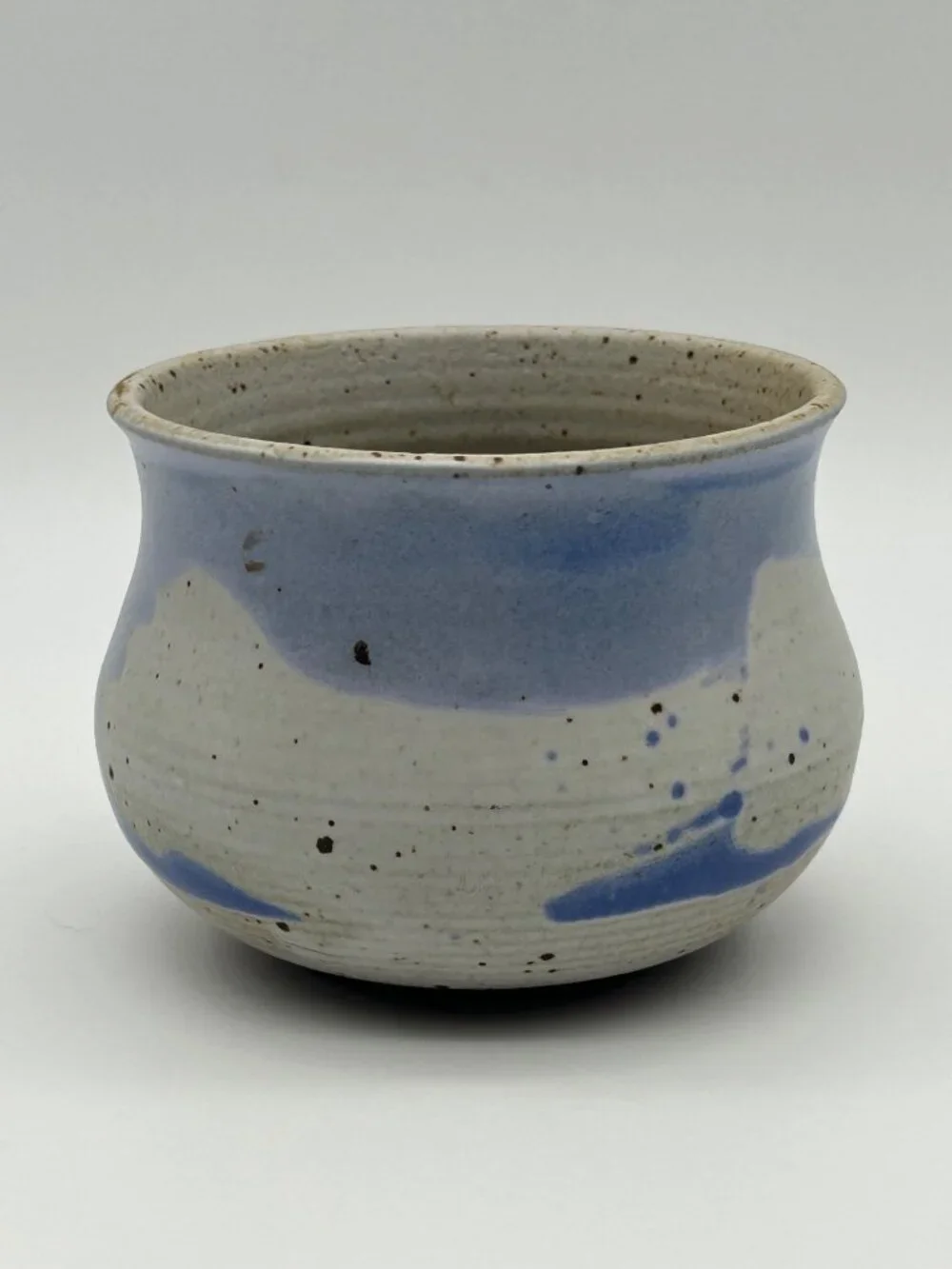Studio Pottery Blue & White Speckled Bowl Trinket Jewelry Dish Planter Signed